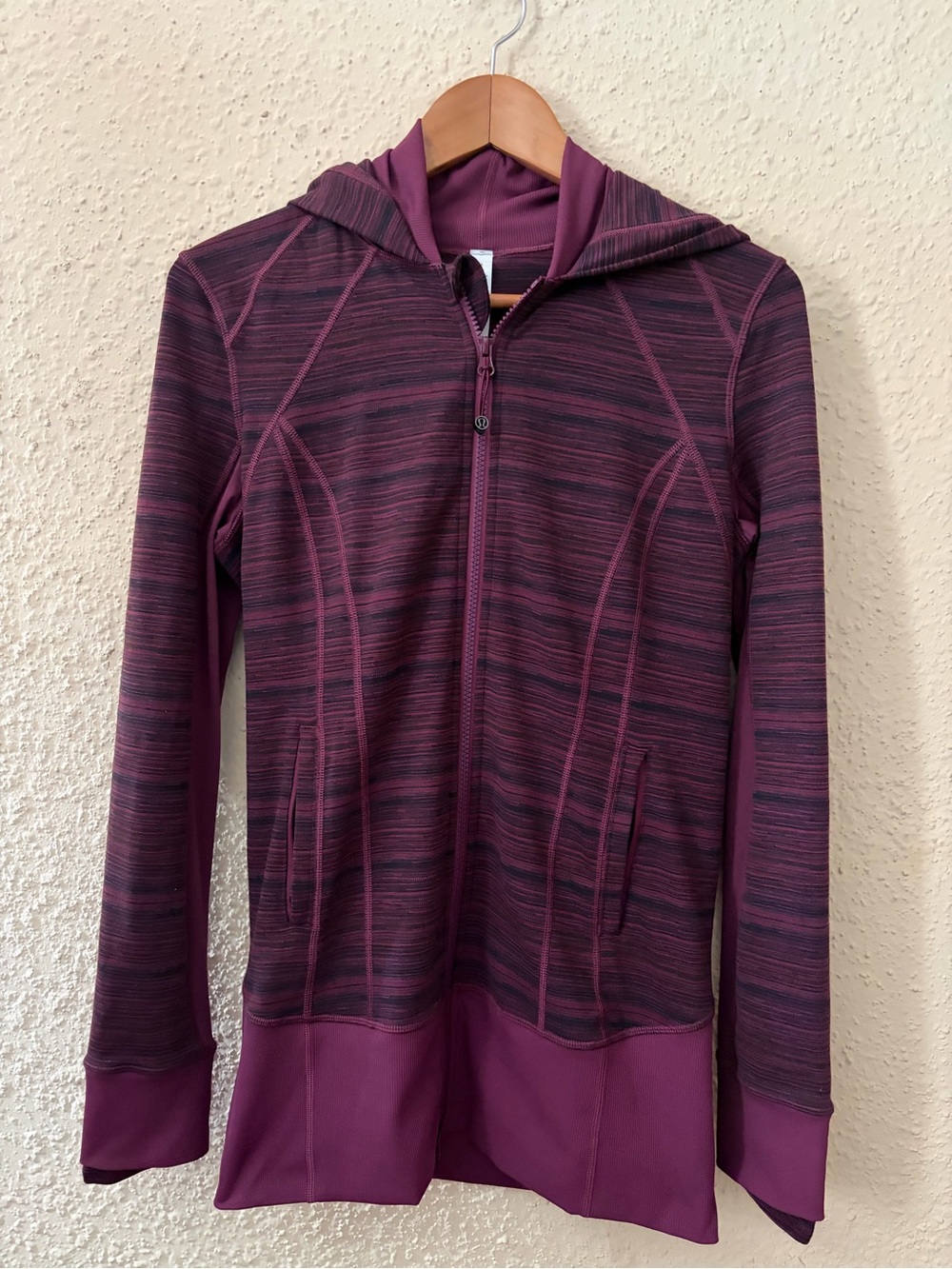 lululemon athletica Striped Plum Hooded Zip Jacket